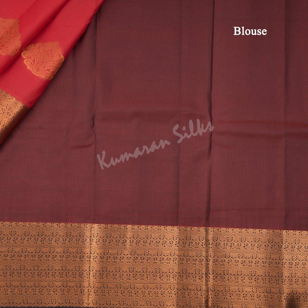 Semi Silk Red Embossed Saree - Kumaran Silks