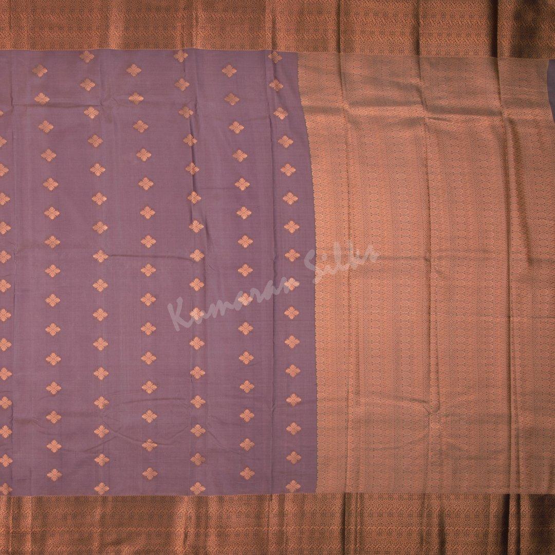 Semi Silk Light Brown Embossed Saree - Kumaran Silks