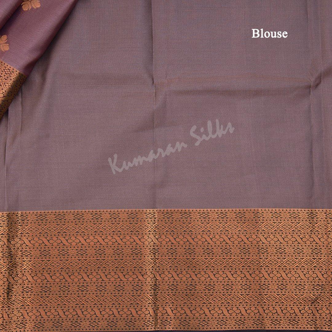 Semi Silk Light Brown Embossed Saree - Kumaran Silks