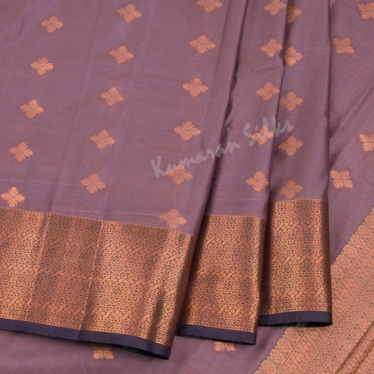 Semi Silk Light Brown Embossed Saree - Kumaran Silks