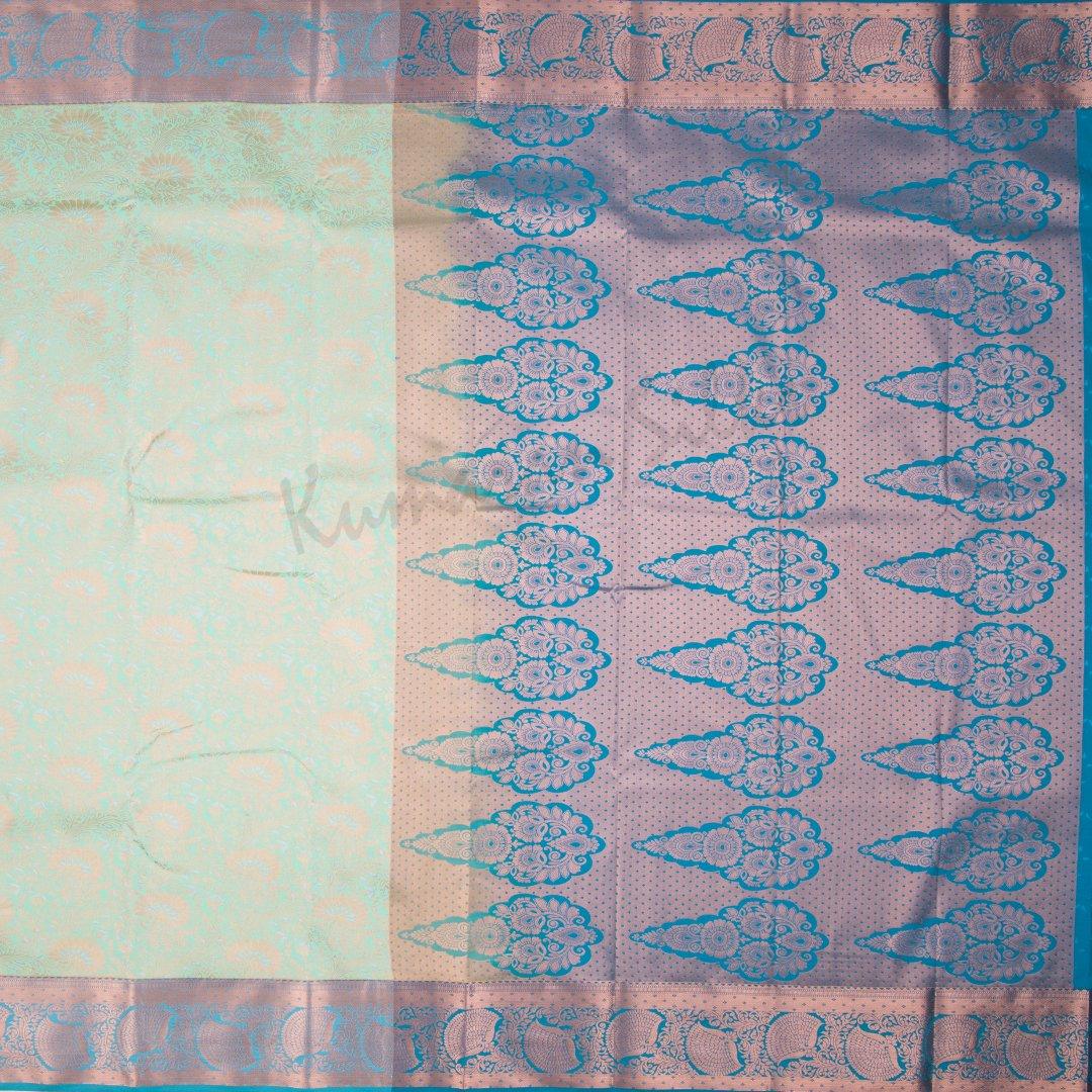 Semi Silk Sea Green Embossed Saree - Kumaran Silks