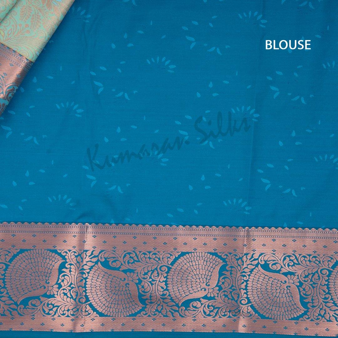 Semi Silk Sea Green Embossed Saree - Kumaran Silks