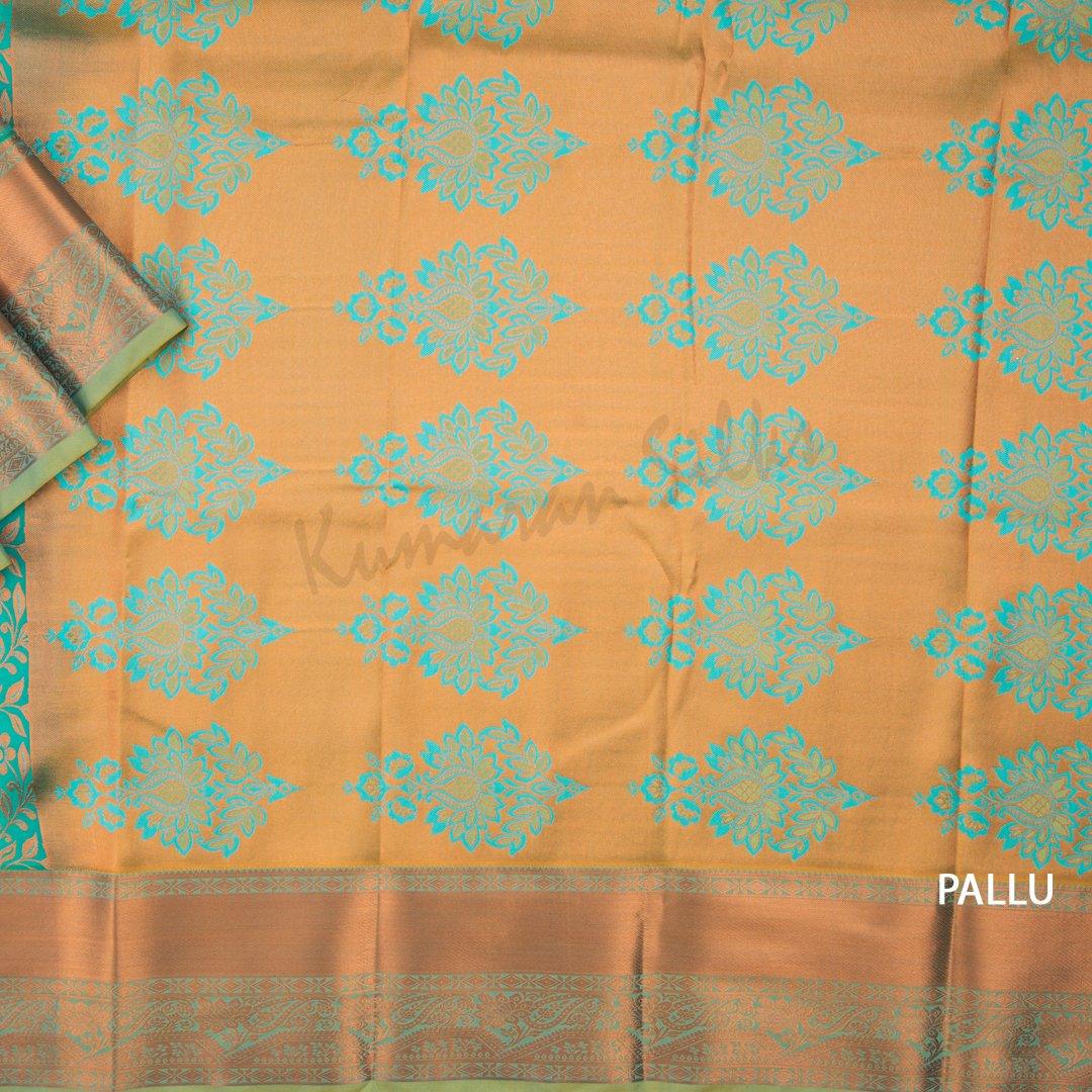 Semi Silk Jade Green Embossed Saree 02 - Kumaran Silks