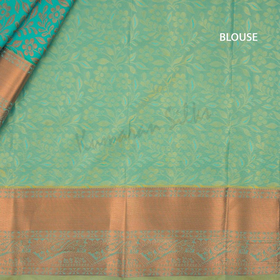 Semi Silk Jade Green Embossed Saree 02 - Kumaran Silks