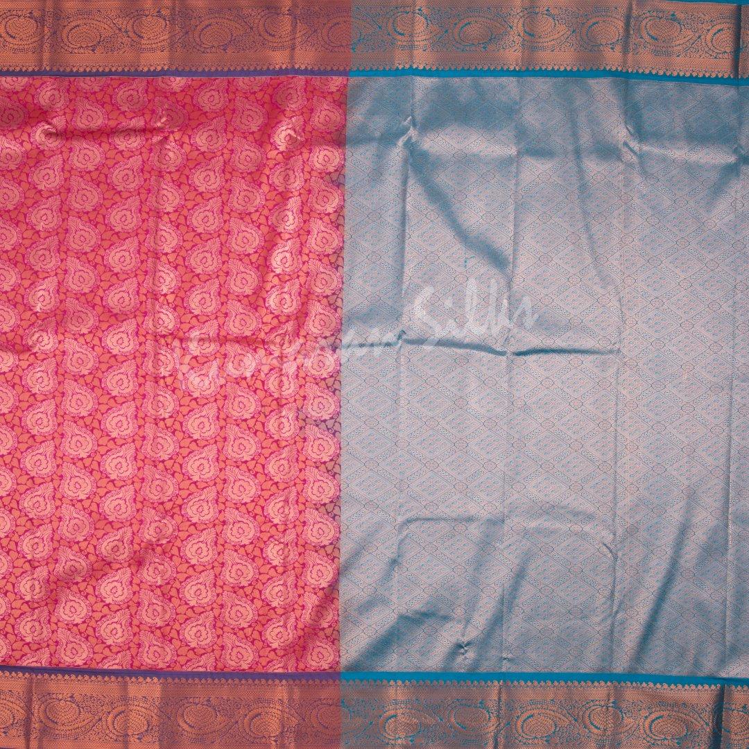 Semi Silk Hot Pink Embossed Saree - Kumaran Silks