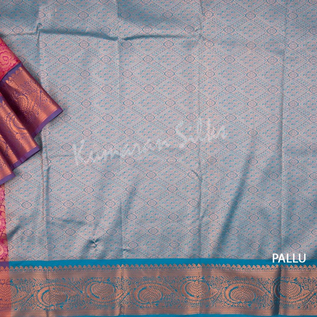 Semi Silk Hot Pink Embossed Saree - Kumaran Silks