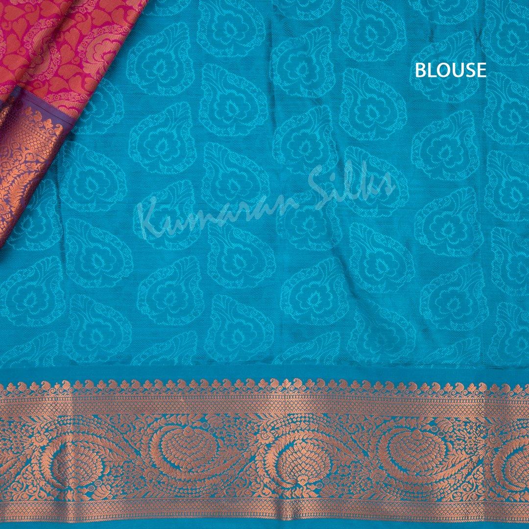 Semi Silk Hot Pink Embossed Saree - Kumaran Silks