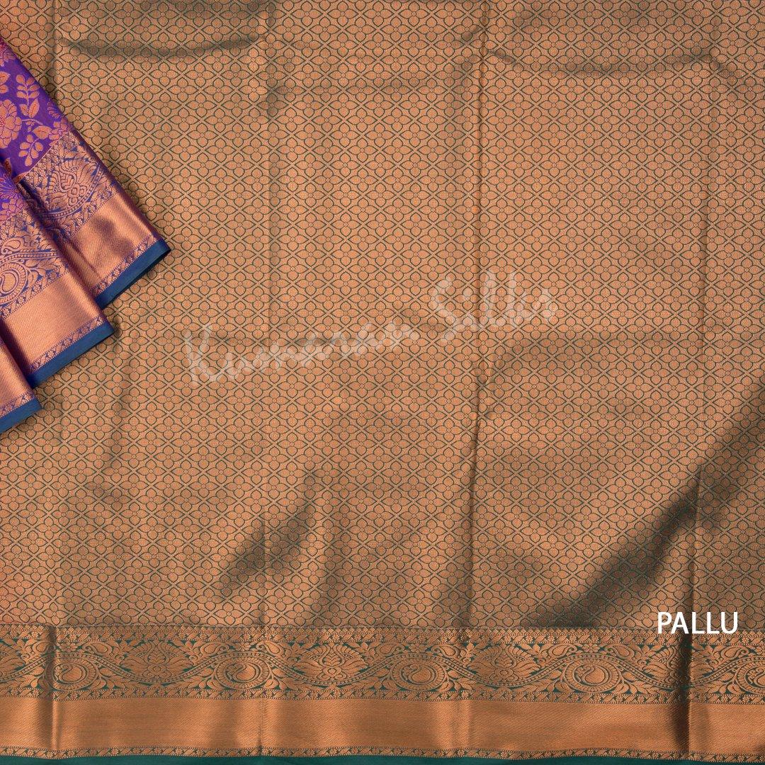 Semi Silk Purple Embossed Saree - Kumaran Silks