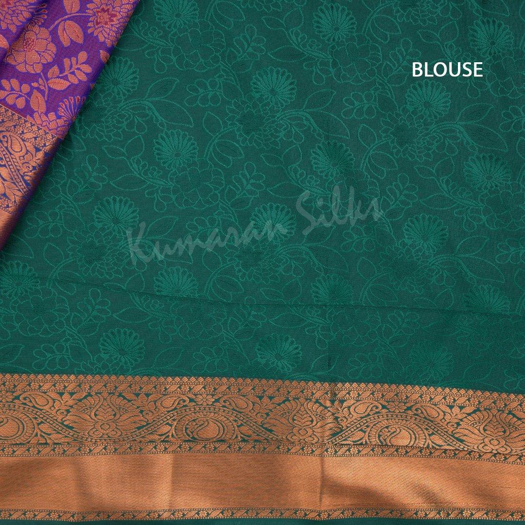 Semi Silk Purple Embossed Saree - Kumaran Silks