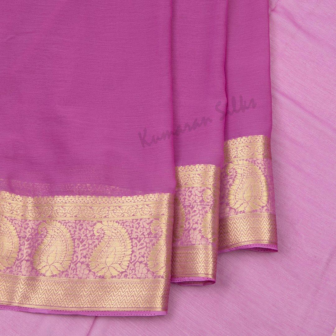 Faux Chiffon Taffy Pink Plain Saree - Kumaran Silks