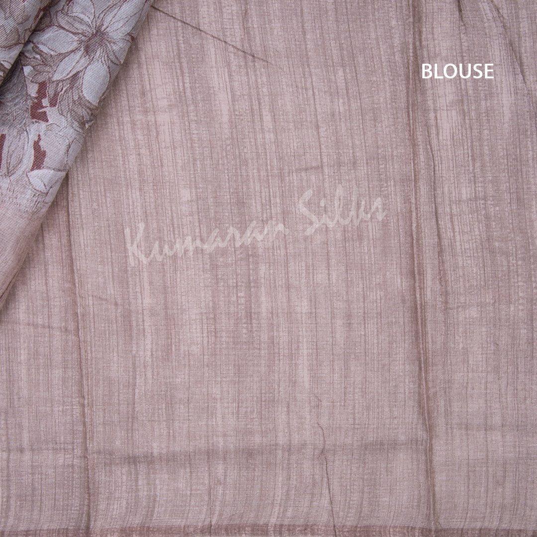 Semi Linen Brown Floral Printed Saree - Kumaran Silks