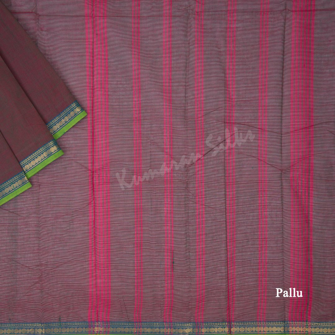 Chettinad Cotton Shot Colour Saree With Simple Border Without Blouse - Kumaran Silks