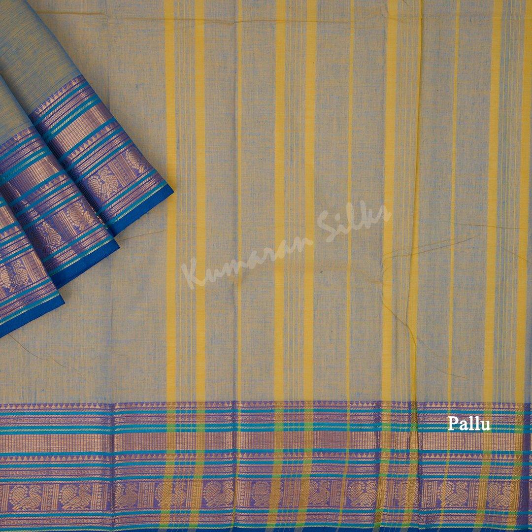 Chettinad Cotton Shot Color Plain Saree With Zari Border Without Blouse - Kumaran Silks