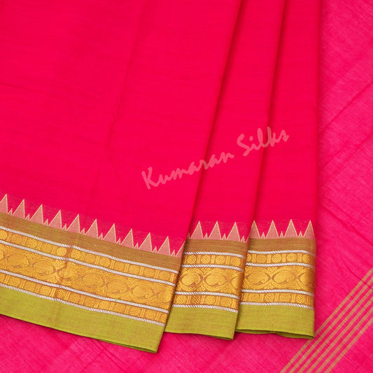 Chettinad Cotton Pink Plain Saree Without Blouse - Kumaran Silks