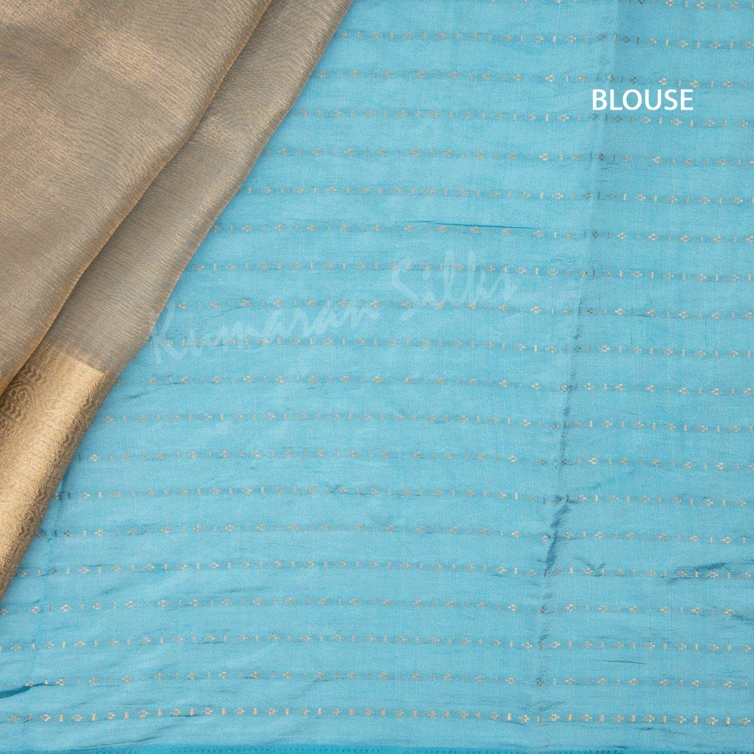 Tissue Shot Colour Plain Saree With Contrast Blouse - Kumaran Silks