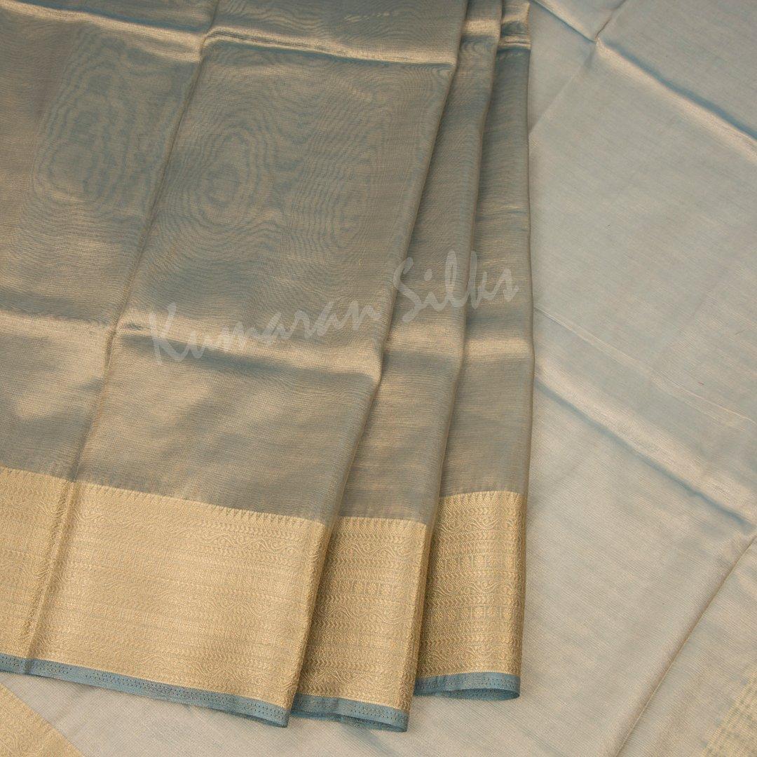 Tissue Shot Colour Plain Saree With Contrast Blouse - Kumaran Silks