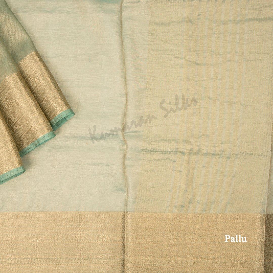 Tissue Pista Green Plain Saree With Contrast Blouse - Kumaran Silks