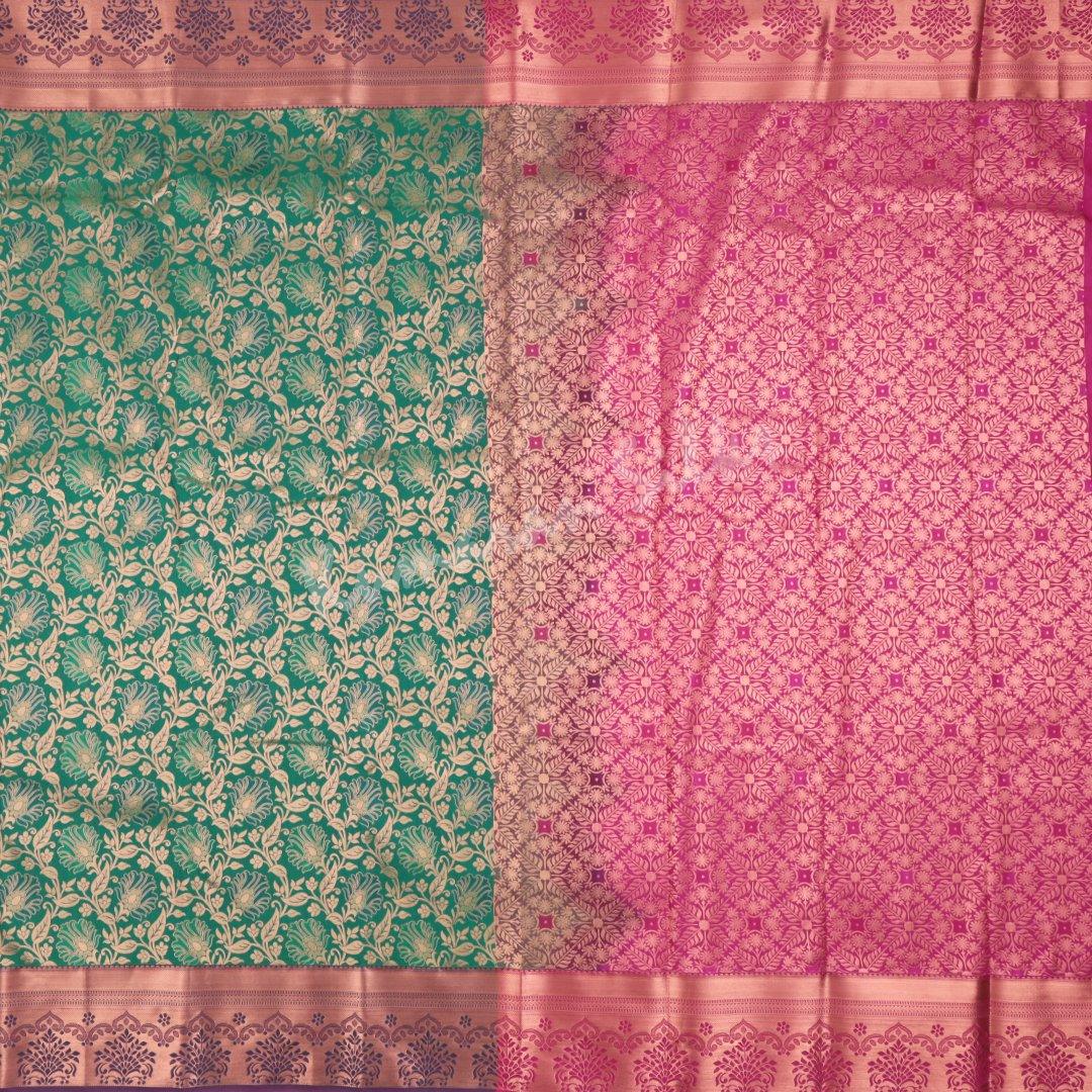 Semi Silk Green Embossed Saree 04 - Kumaran Silks