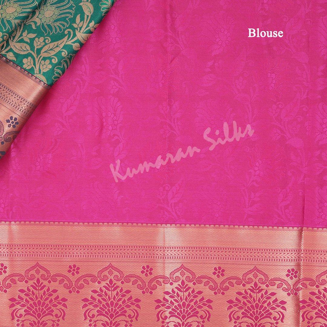 Semi Silk Green Embossed Saree 04 - Kumaran Silks