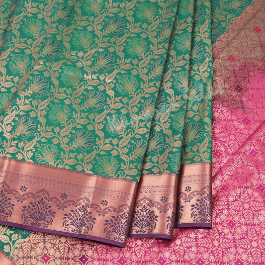 Semi Silk Green Embossed Saree 04 - Kumaran Silks