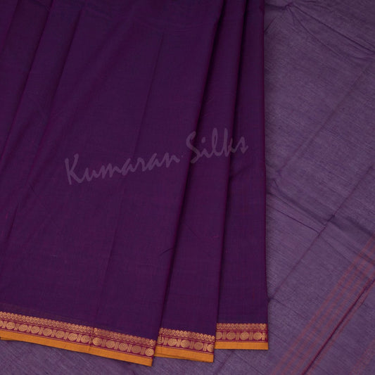 Chettinad Cotton Purple Plain Saree Without Blouse - Kumaran Silks