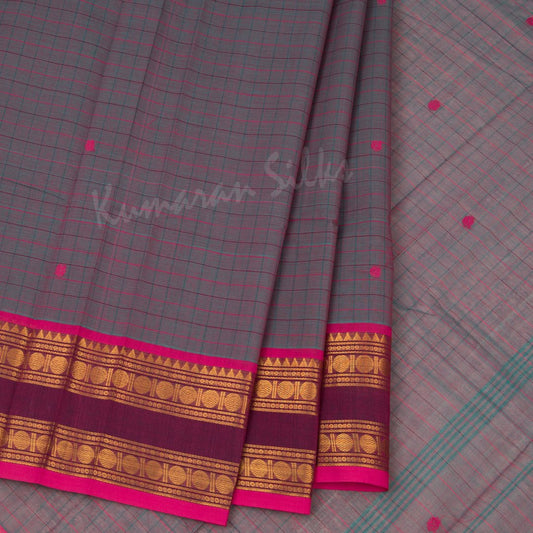 Chettinad Cotton Shot Colour Checked Saree Without Blouse 04 - Kumaran Silks