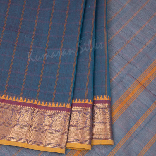 Chettinad Cotton Shot Colour Checked Saree Without Blouse 05 - Kumaran Silks