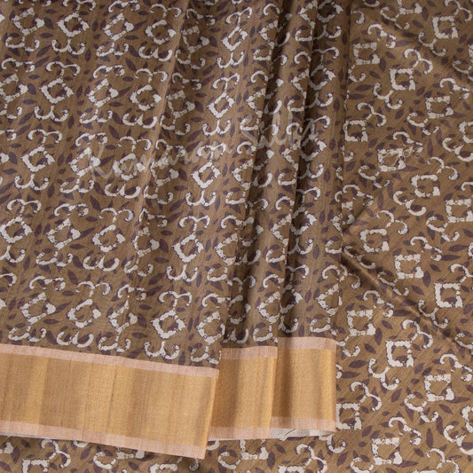 Semi Raw Silk Printed Brown Saree 09 - Kumaran Silks