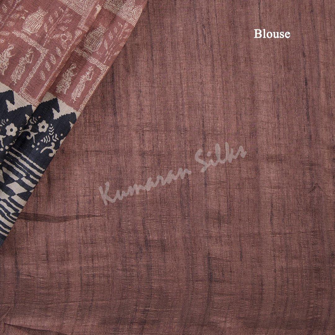 Semi Raw Silk Striped Cinnamon Brown Saree - Kumaran Silks