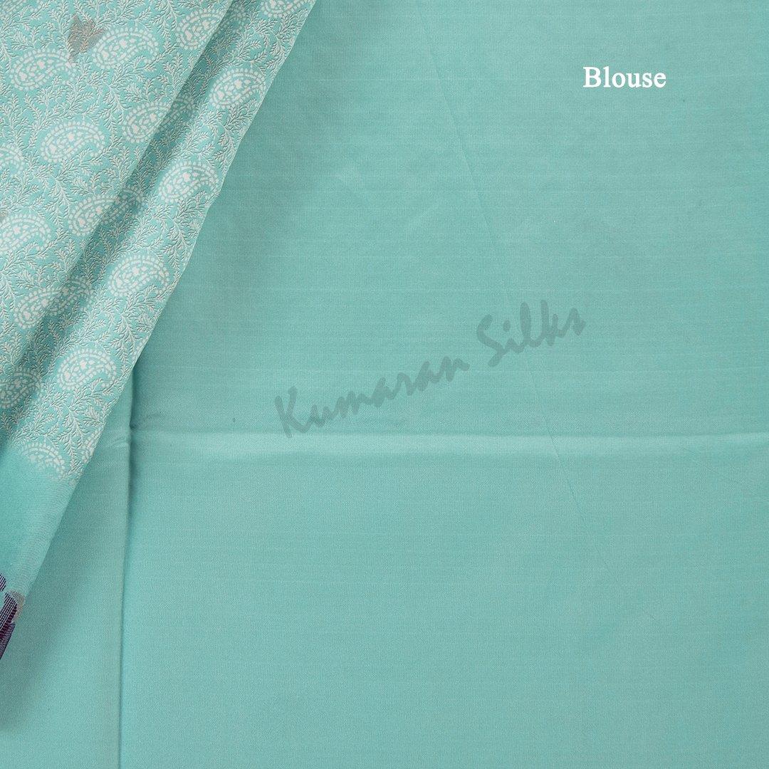 Semi Raw Silk Printed Tiffany Blue Saree - Kumaran Silks