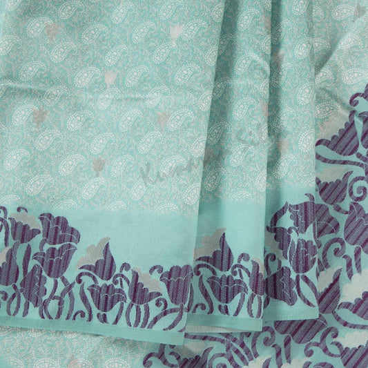 Semi Raw Silk Printed Tiffany Blue Saree - Kumaran Silks