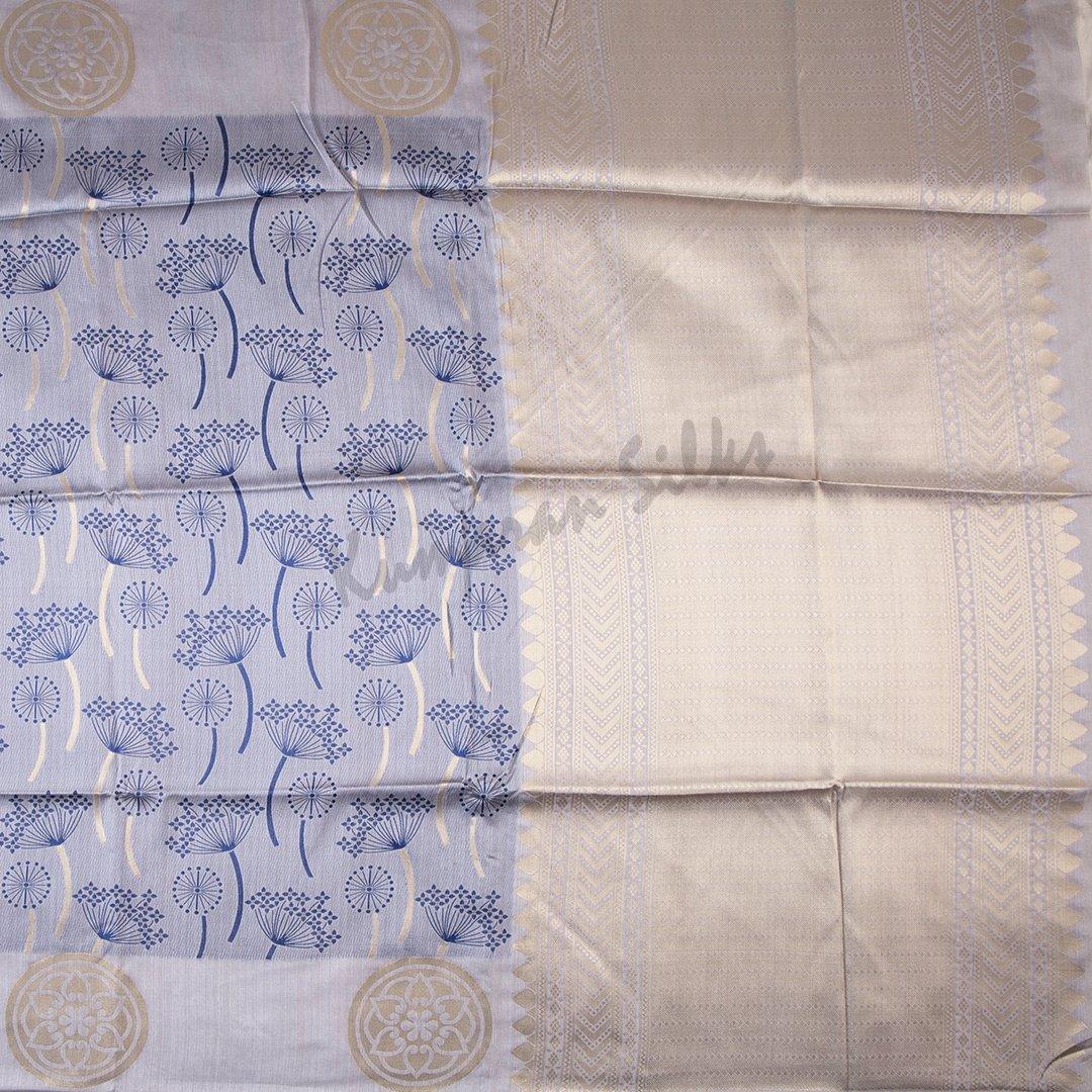 Semi Raw Silk Printed Light Blue Saree 10 - Kumaran Silks