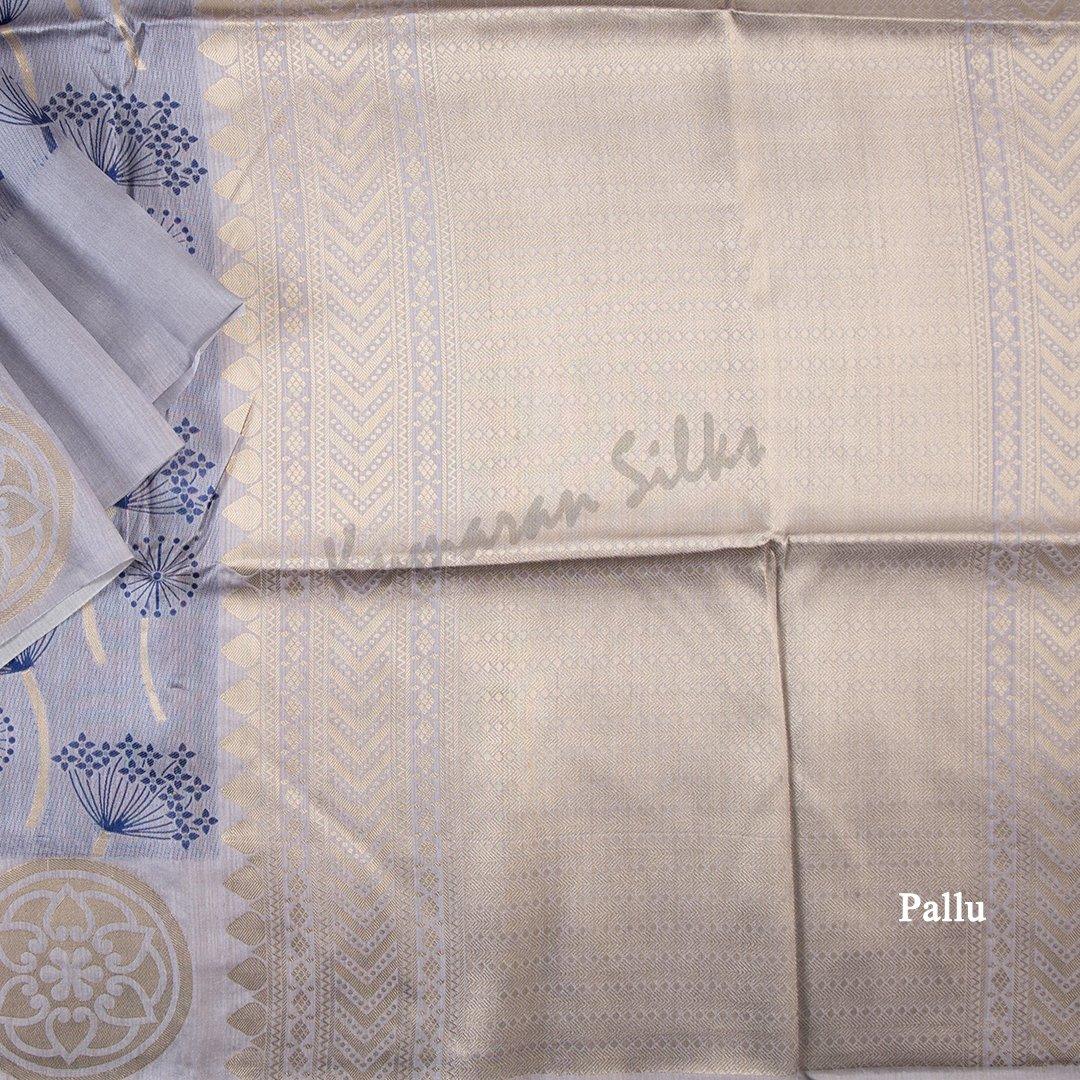 Semi Raw Silk Printed Light Blue Saree 10 - Kumaran Silks