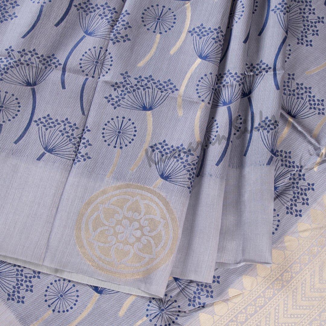 Semi Raw Silk Printed Light Blue Saree 10 - Kumaran Silks