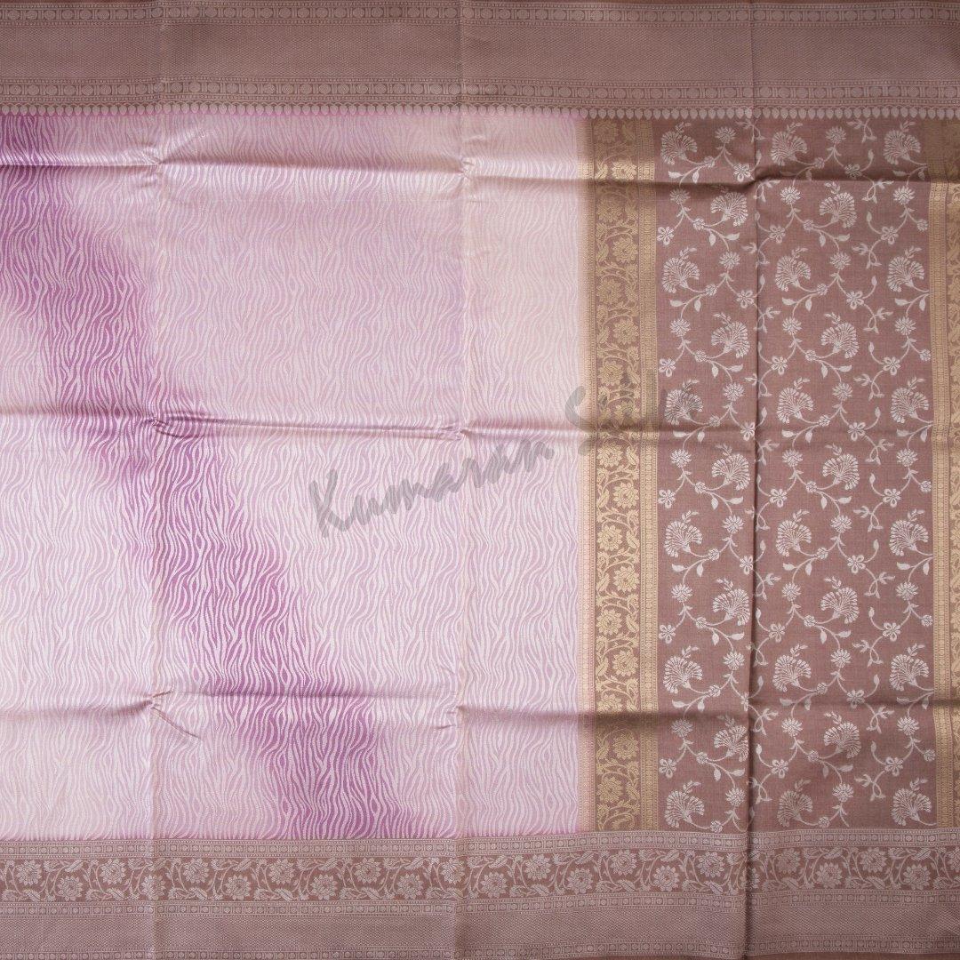 Semi Raw Silk Embossed Light Pink Saree With Brown Border - Kumaran Silks