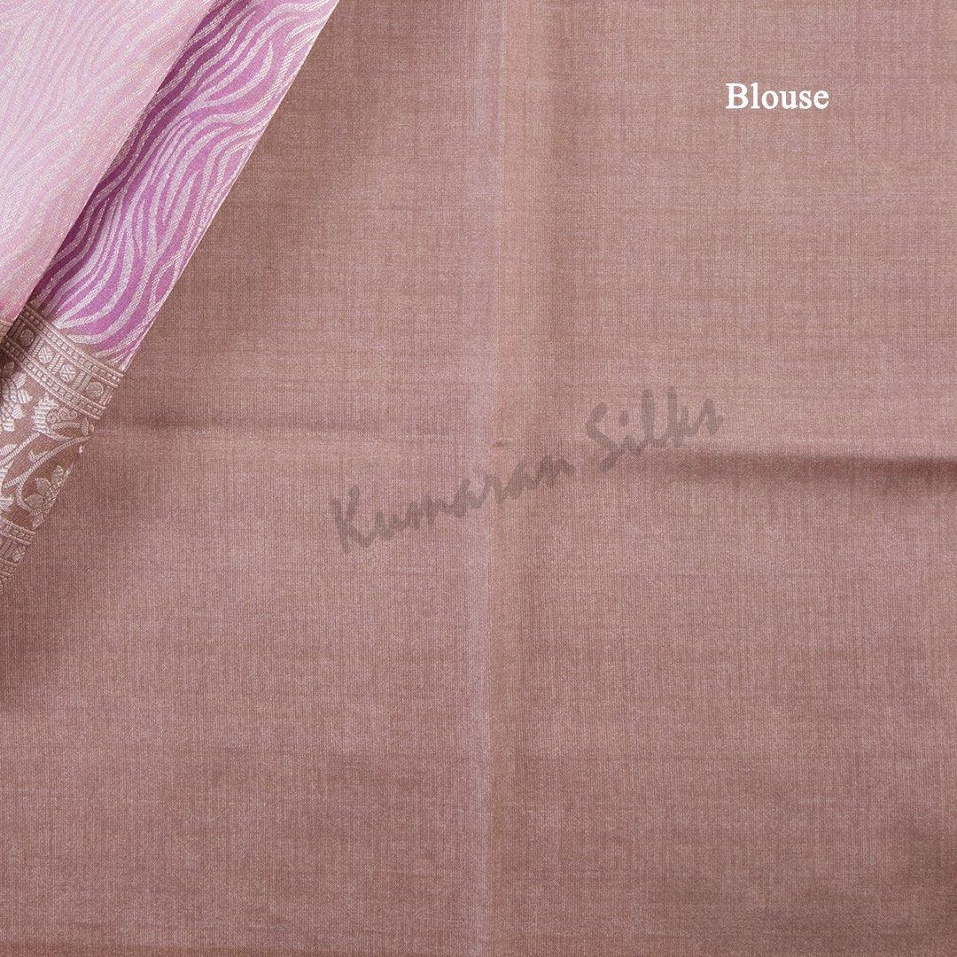 Semi Raw Silk Embossed Light Pink Saree With Brown Border - Kumaran Silks