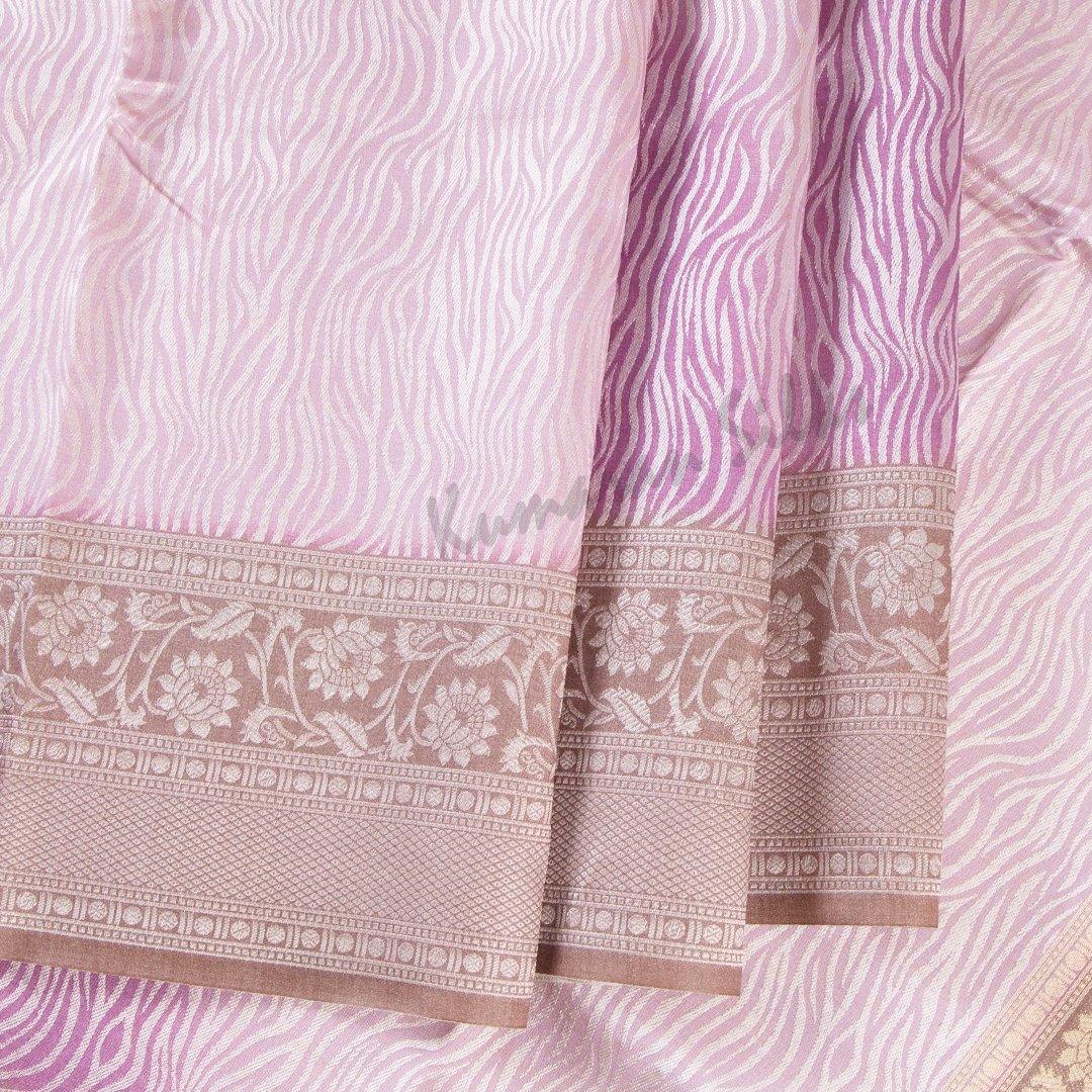 Semi Raw Silk Embossed Light Pink Saree With Brown Border - Kumaran Silks