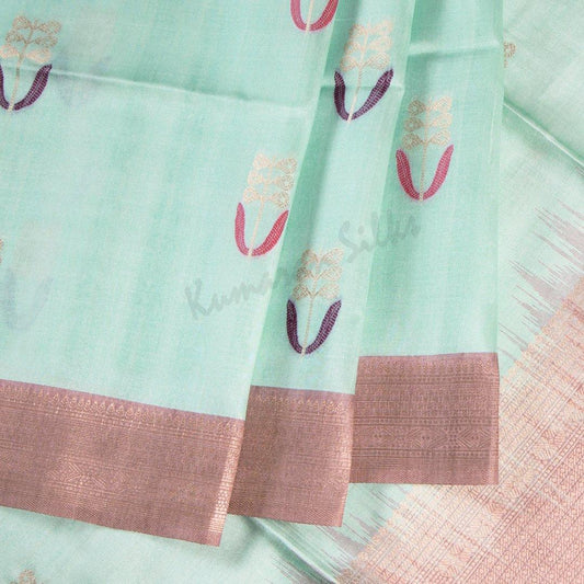 Semi Raw Silk Mint Green Saree With Zari Border - Kumaran Silks