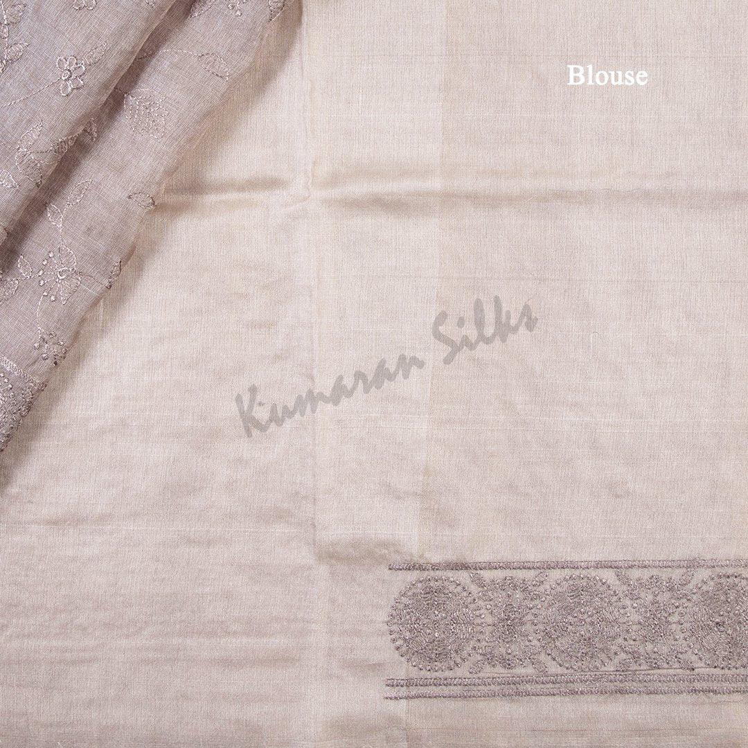 Semi Raw Silk Embroidered Grey Saree - Kumaran Silks