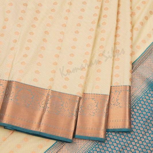 Art Silk Cream Saree With Small Buttas On The Body - Kumaran Silks