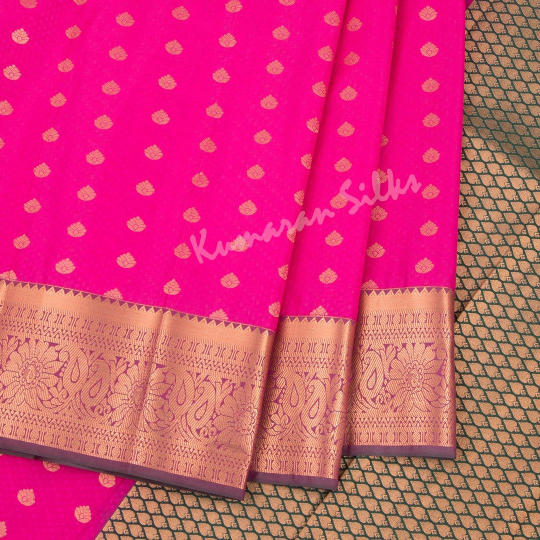 Art Silk Rose Pink Saree With Small Buttas On The Body - Kumaran Silks