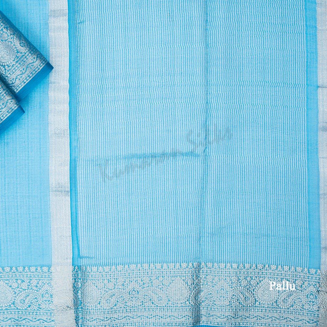 Cobalt Blue Plain Tissue Saree - Kumaran Silks