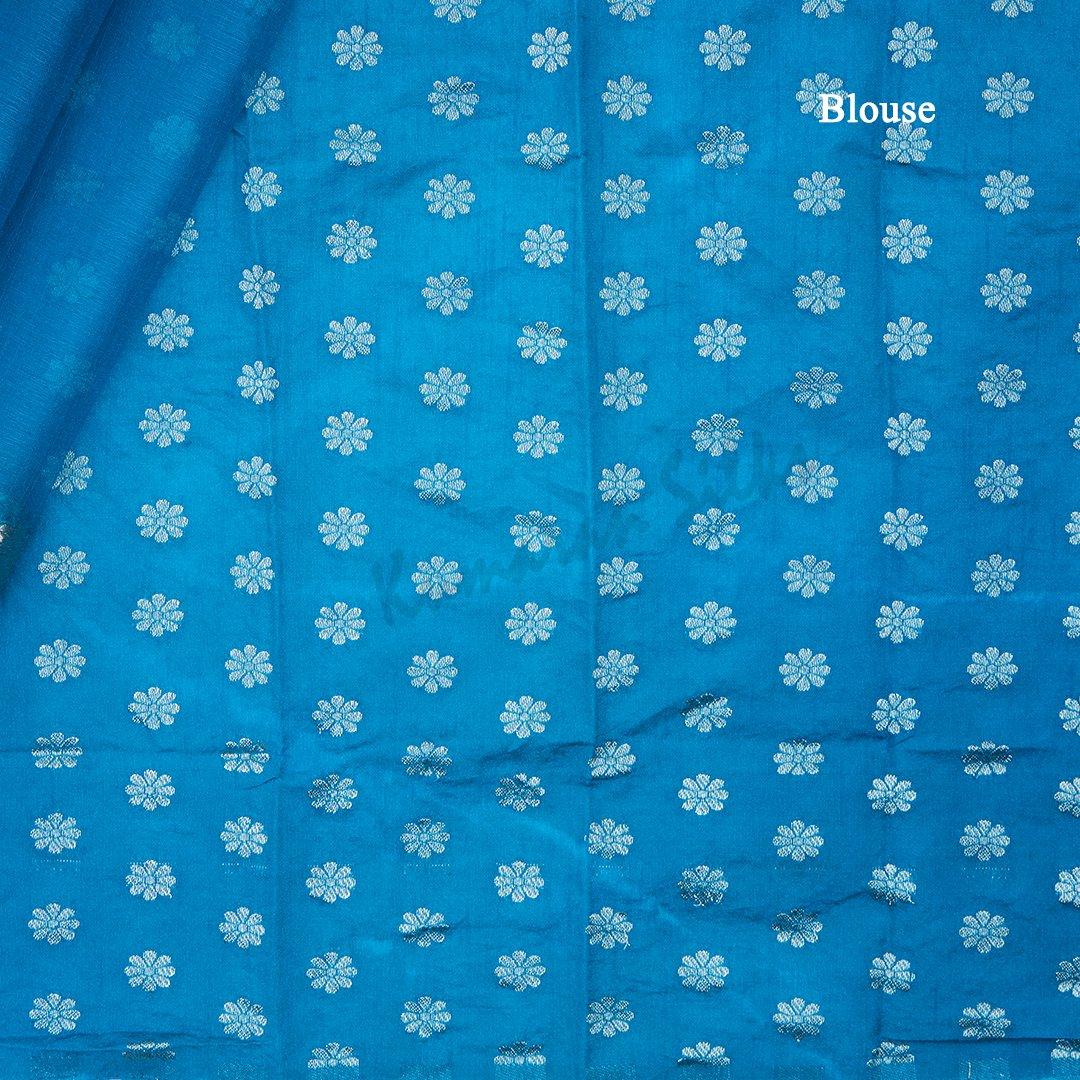 Cobalt Blue Plain Tissue Saree - Kumaran Silks