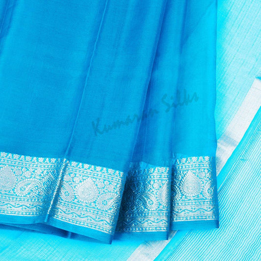 Cobalt Blue Plain Tissue Saree - Kumaran Silks