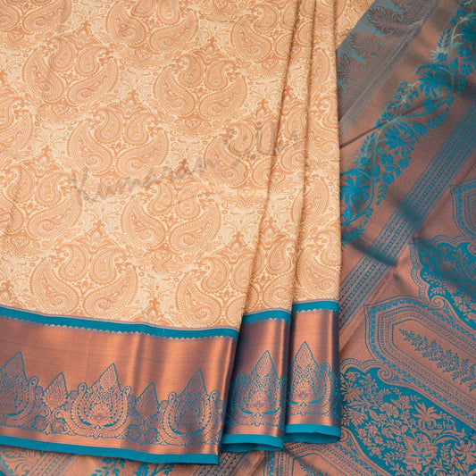 Semi Silk Cream Zari Worked Saree With Mango Motif - Kumaran Silks