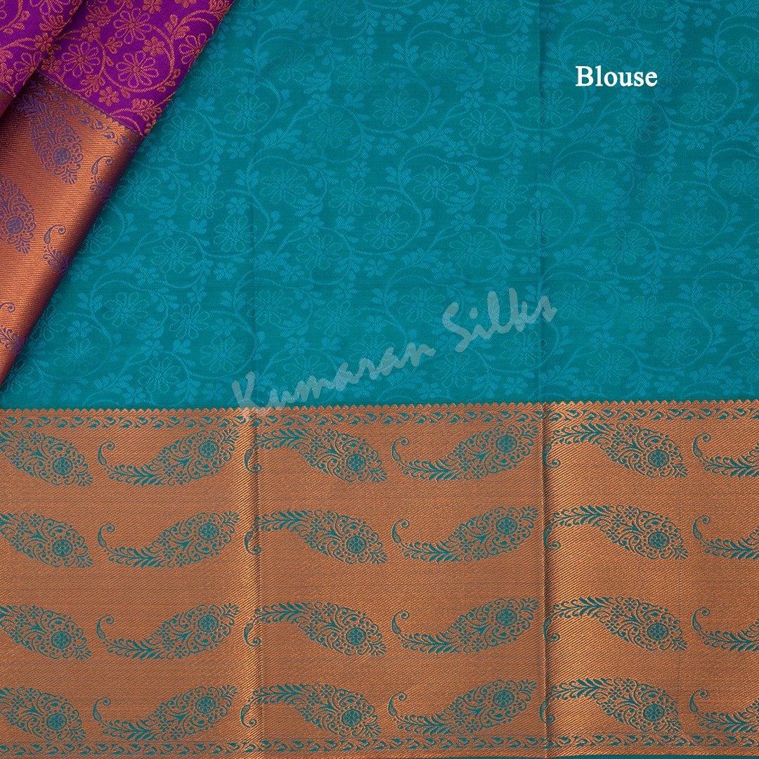 Semi Silk Purple Zari Worked Saree With Floral Motif - Kumaran Silks