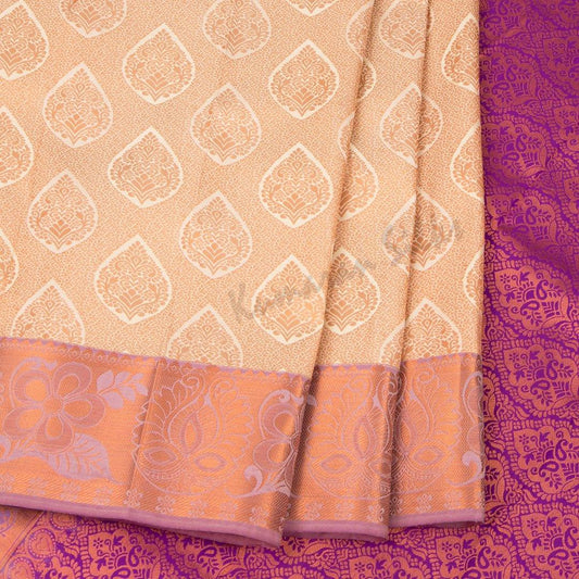 Semi Silk Cream Zari Worked Saree And Zari Border - Kumaran Silks