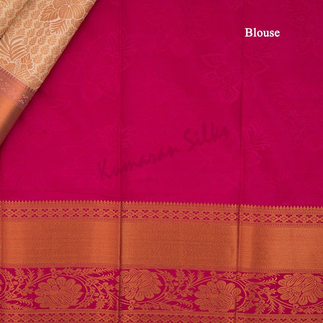 Semi Silk Cream Zari Worked Saree With Floral Motif - Kumaran Silks