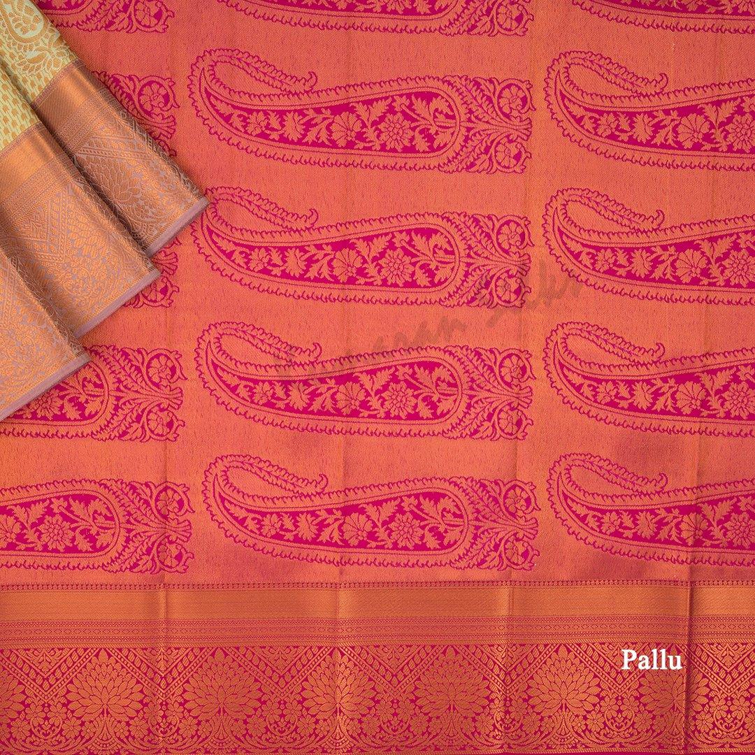 Semi Silk Pista Green Zari Worked Saree With Mango Motif - Kumaran Silks