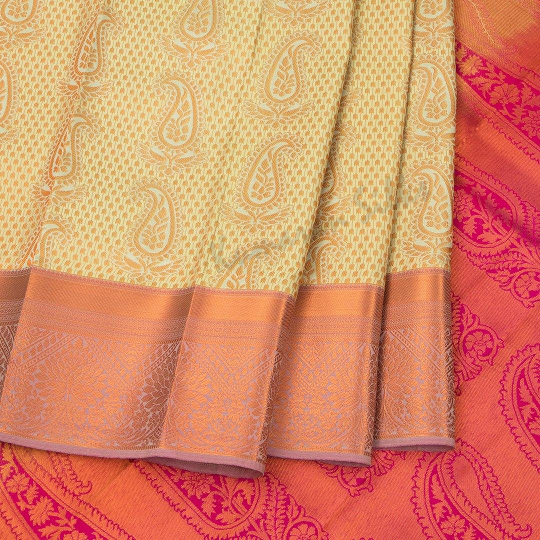 Semi Silk Pista Green Zari Worked Saree With Mango Motif - Kumaran Silks